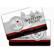 AUSTRALIA 2014 . FIFTY CENTS COIN ON CARD . THE WESTERN FRONT AUSTRALIA AT WAR